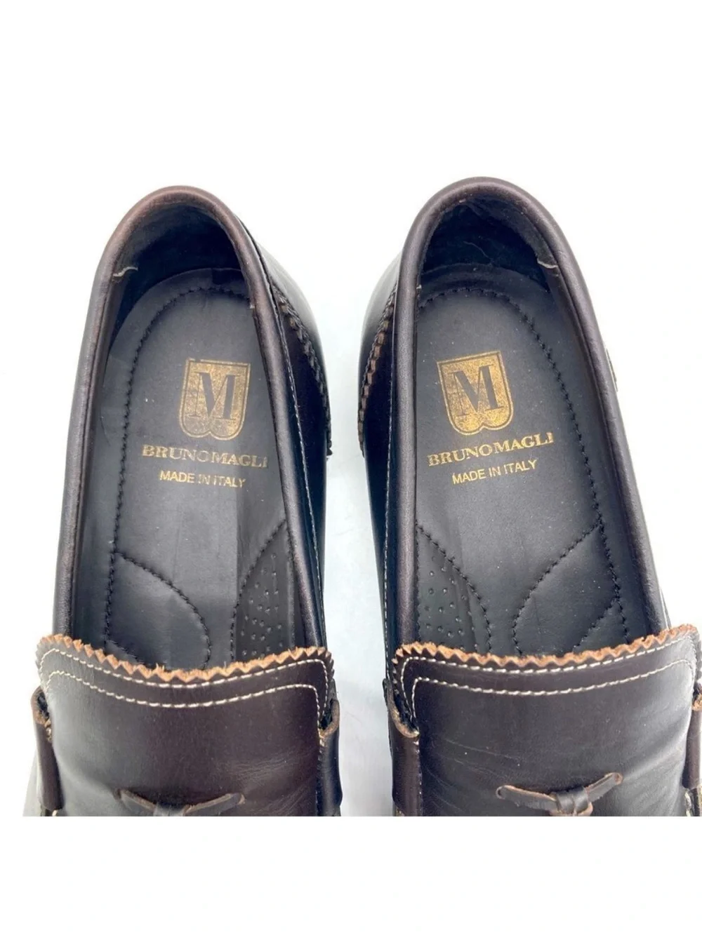 Bruno Magli Berna Men’s Brown Leather Tassel Loafers Size 8 Made in Italy